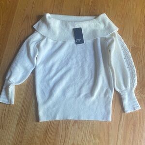 Crown & Ivy Off-Shoulder Cream Sweater